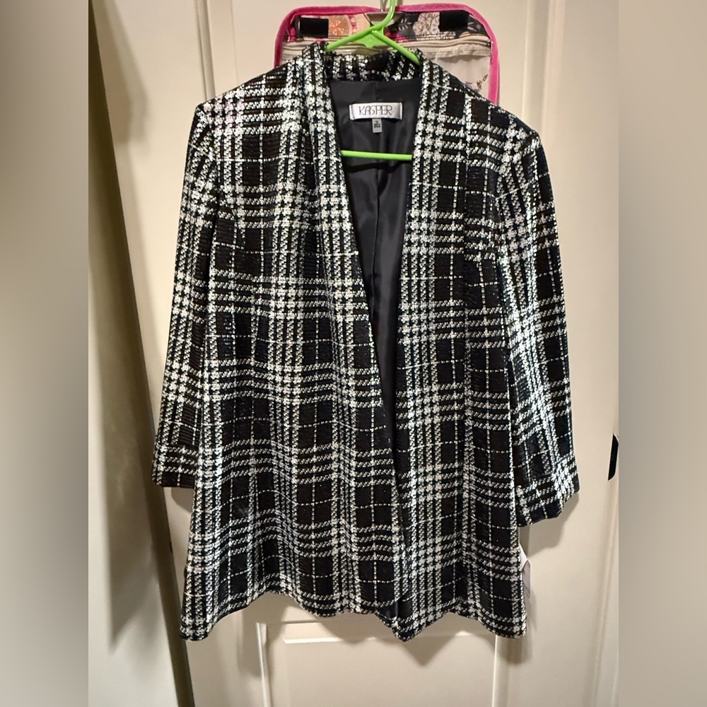 Kasper Women's Elegant Black and White Checkered Blazer BELK